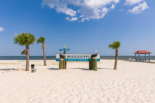 Gulfport, MS - June 18, 2022: Mississippi Gulf Coast Welcome sign