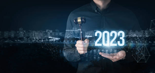 istock Shows in his hands the coming year 2023. 1408726432