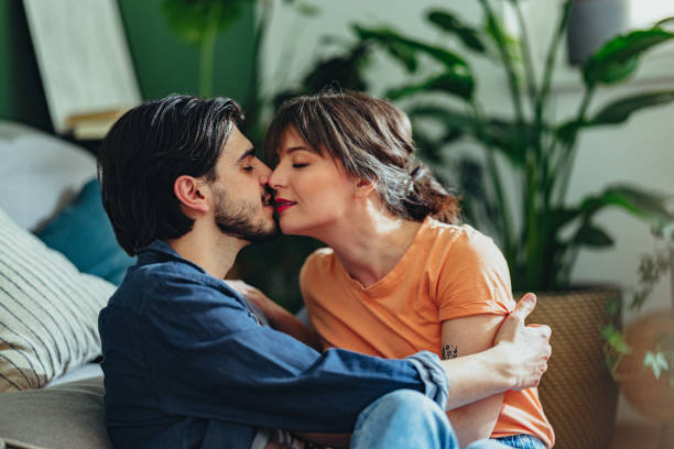 istock Loving Couple Sharing A Romantic Moment At Home 1408727898
