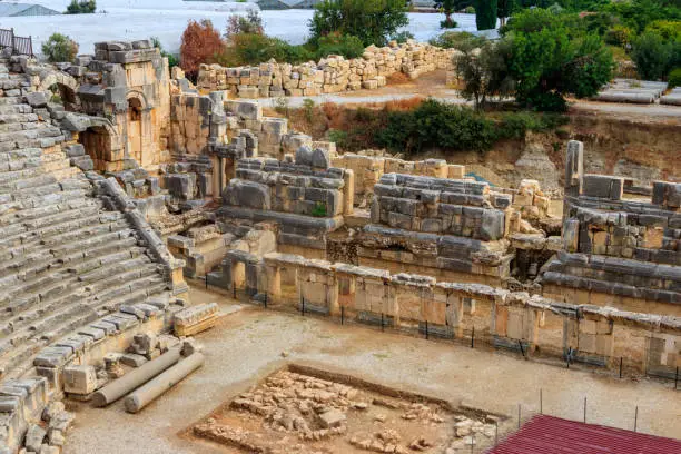 Photo of Ruins of ancient Greek-Roman theatre of Myra in Demre, Antalya province in Turkey