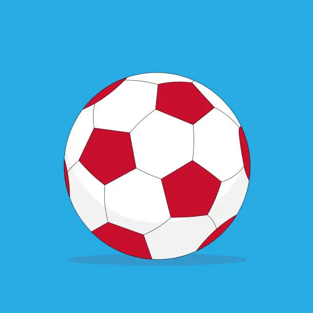 Vector illustration of Red and white football