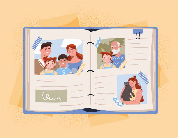 사진 앨범 개념 - family album stock illustrations