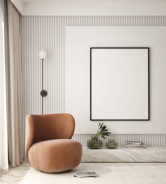 istock mock up poster frame in modern interior background, living room, Scandinavian style, 3D render, 3D illustration 1408748936