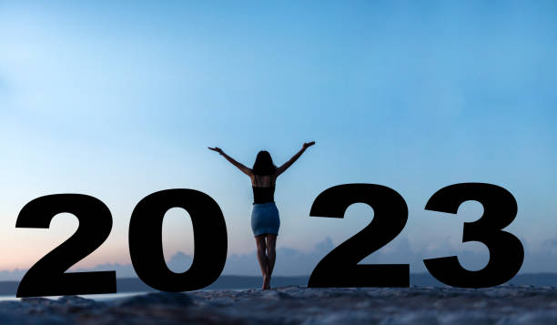 istock Silhouette of a woman while celebrating new year 2023 1408749421