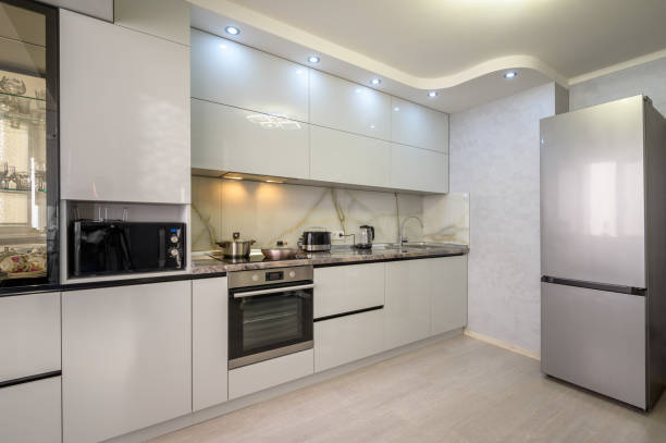 istock Interior of modern trendy white kitchen 1408752428
