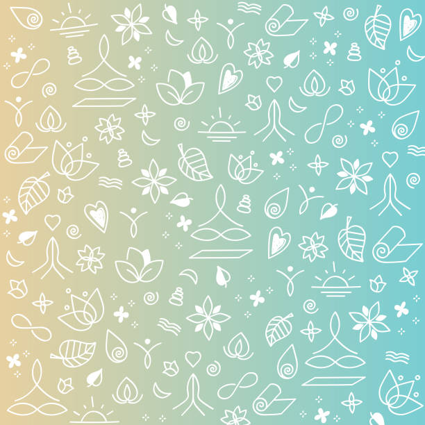 ilustrações de stock, clip art, desenhos animados e ícones de meditation yoga clip art white icons on blue pastel gradient background - balance health well being background white
