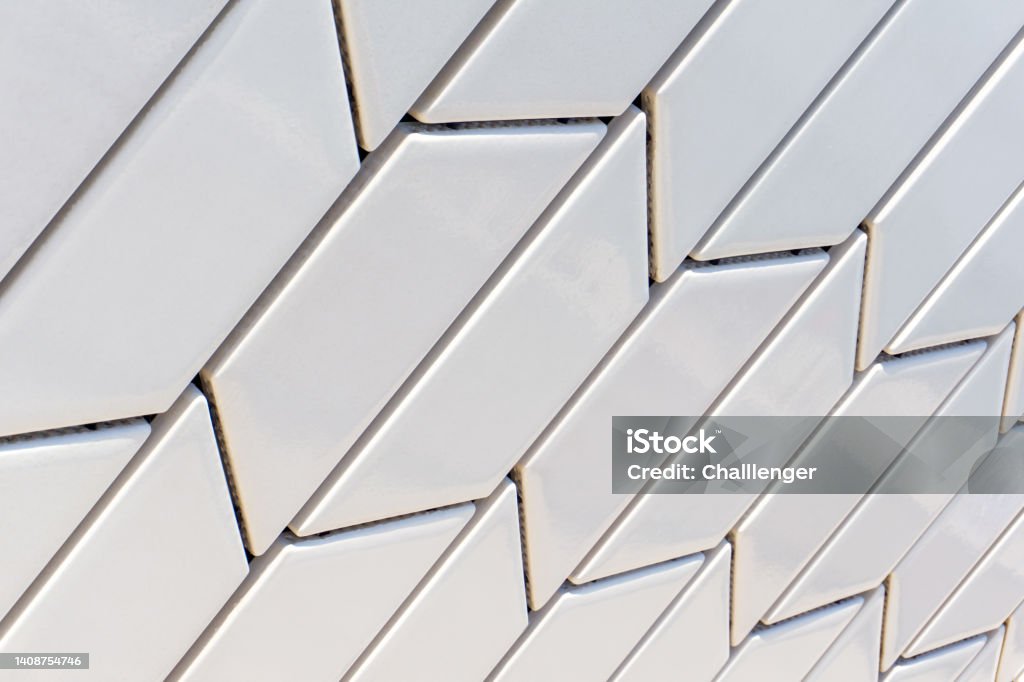 Angled Tile Design Angled White Tile Pattern Perspective Close Up Stock Photo - Download ...