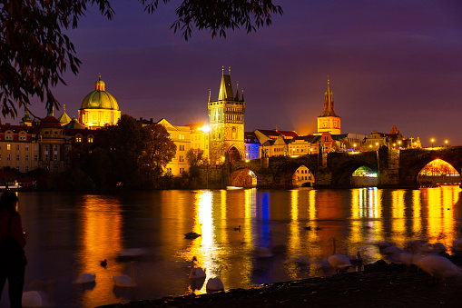 charles bridge and Castle of Prague in the morning. Czech Republic