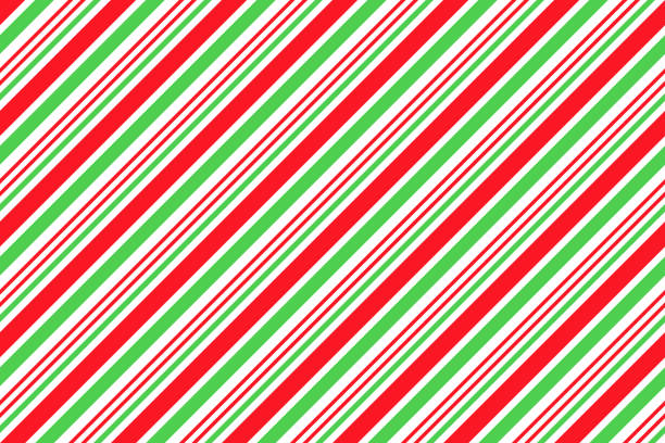 Candy cane stripe background. Seamless Christmas pattern. Vector illustration. Candy cane striped pattern. Seamless Christmas background. Peppermint wrapping texture. Cute caramel package print. Xmas red green diagonal lines. Abstract geometric backdrop. Vector illustration. candy cane striped stock illustrations