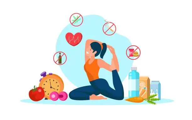 Vector illustration of Taking care of your health through yoga.