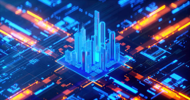 istock 3D rendering of cyberpunk AI. Circuit board. Technology background. Central Computer Processors CPU and GPU concept. Motherboard digital chip. Tech science background. 1408785640