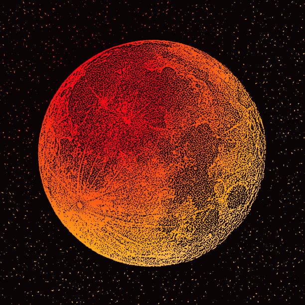 Super Full Moon Stipple illustration of a Super Full Moon red full moon stock illustrations