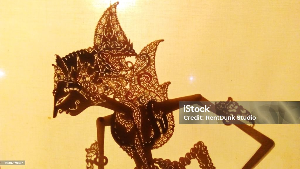Close Up Silluete 
puppet traditional Wayang Art from Java, Indonesia Shadow Puppet Stock Photo