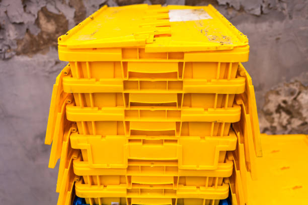 Yellow box for express shipping storage