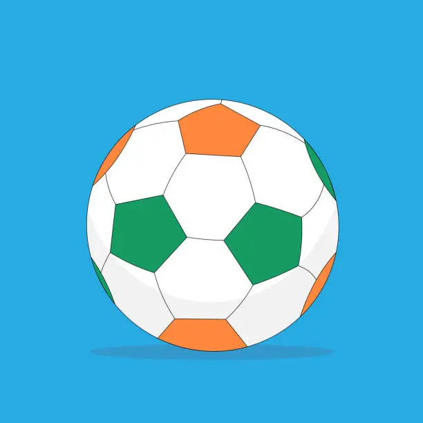 Vector illustration of Green, orange and white football
