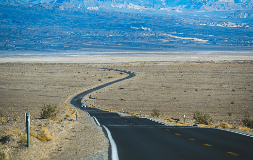 Road in the desert of Death Valley, California.