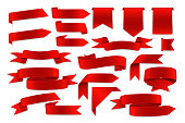 istock Set of Red Ribbons in Design Elements on white background 1408810366