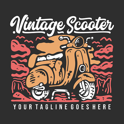 t shirt design vintage scooter classic legend 1953 with scooter motor bike and gray background vintage illustration