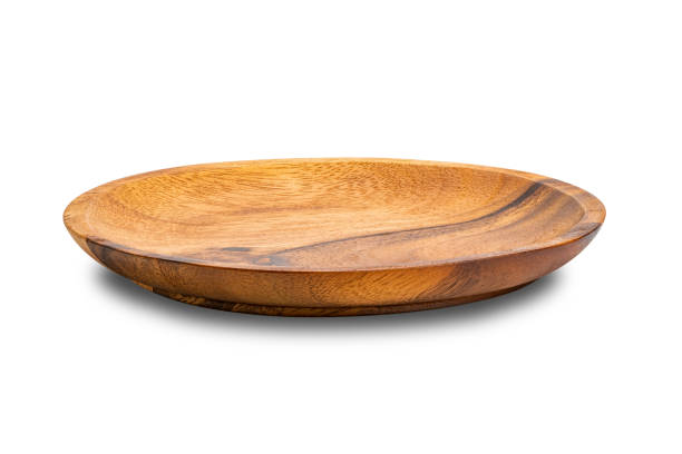 istock Side view of wooden plate isolated on white background. 1408810943