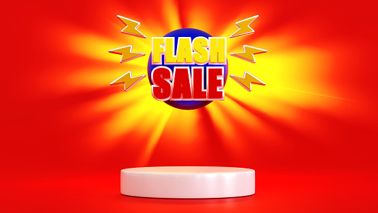 Flash Sale word poster or banner or poster, template for campaign promote on websites and social media, 3D rendering.