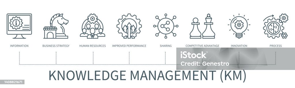 Knowledge Management Vector Image Knowledge Management Vector Infographic In Minimal Outline Style Stock ...