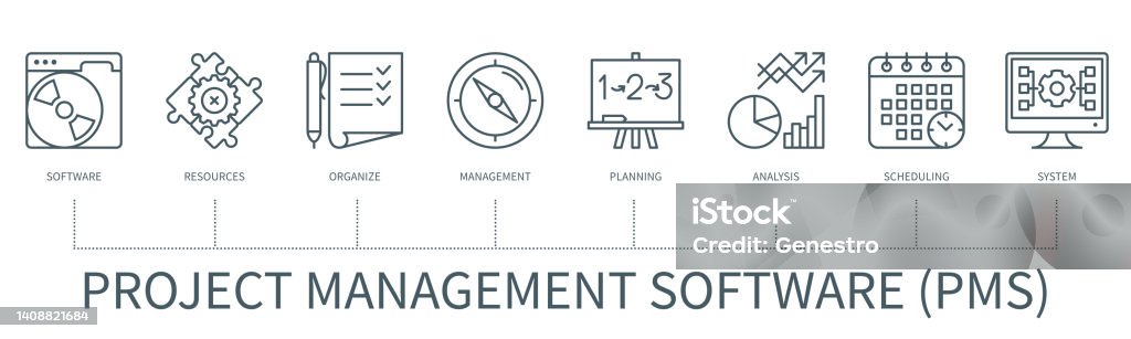 Project Management Software Vector Project Management Software Vector Infographic In Minimal Outline Style ...