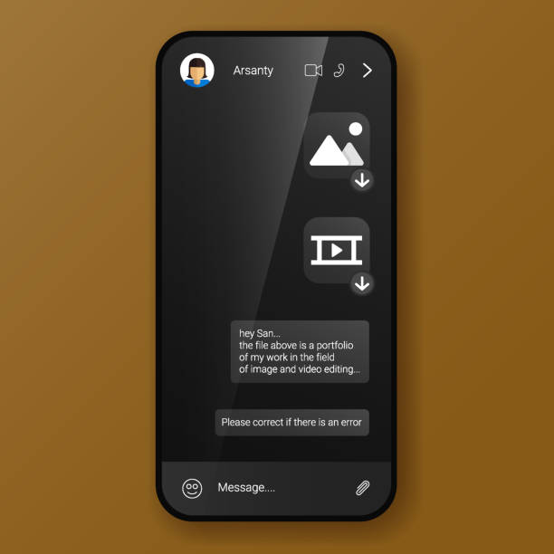 ilustrações, clipart, desenhos animados e ícones de dark mode preto tema usuário interface whatsapp chating messenger - whatsapp