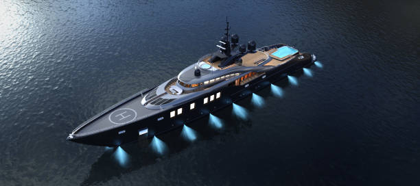istock Luxury yacht at night 1408825197