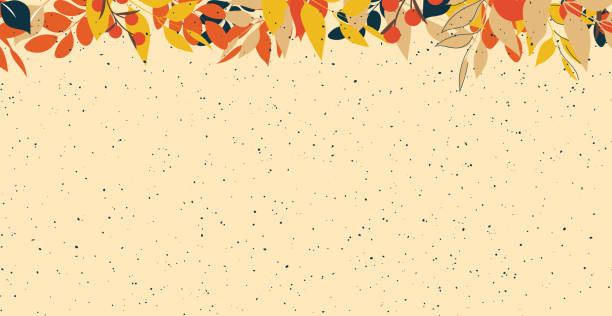 ilustraciones, imágenes clip art, dibujos animados e iconos de stock de plantilla de fondo web abstracta de otoño con muchas hojas diferentes - vector - september