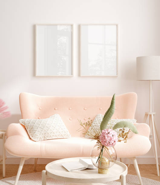 istock Mockup frame in interior background, room in light pastel colors, Scandi-Boho style 1408826481