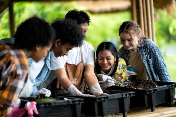 istock Children have fun learning agriculture plantation 1408833141
