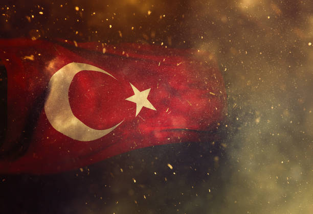 turquía, estado turco y bandera turca - 3d render - bandera turca fotografías e imágenes de stock