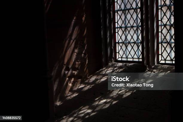 Crossed Light Shadows Stock Photo - Download Image Now - Church, Dark, Indoors