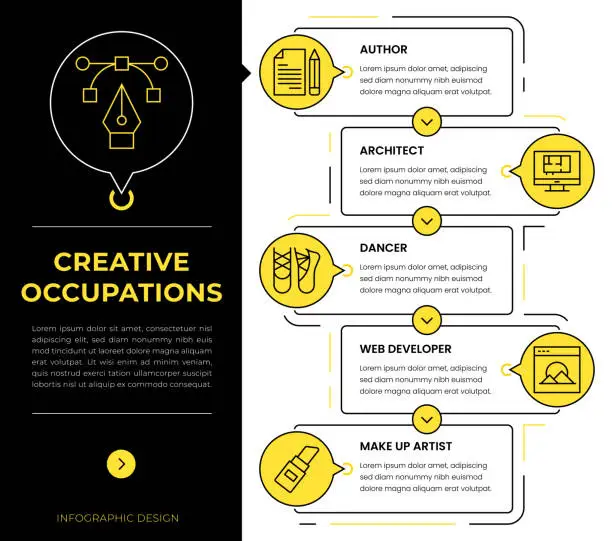 Vector illustration of Creative Occupations Infographic Concept Vectors