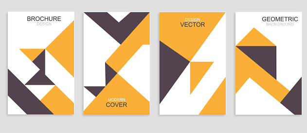 Vector geometric minimalism set of a vertical brochures cover design in flat style illustration,Design Element,Abstract Backgrounds