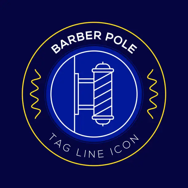 Vector illustration of Barber Pole Circle Badge, Modern Logo Vector Icon Design Line Style
