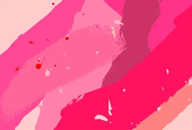 Vector illustration of fashionable cosmetic abstract background. shades of lipstick. modern vector illustration for magazines, covers, cosmetics catalogs. dusty rose. bright pink shades. the background is made in pastel colors. chaotic spots smears