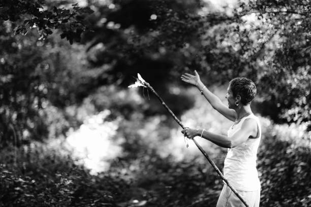 Self-Empowerment concept. Mindful woman seeking a way out of trouble, navigating, looking for a positive affirmation