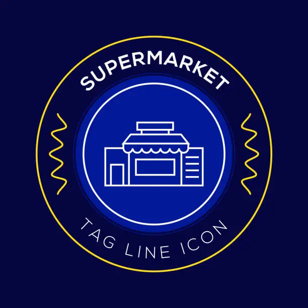 Vector illustration of Supermarket Circle Badge, Modern Logo Vector Icon Design Line Style