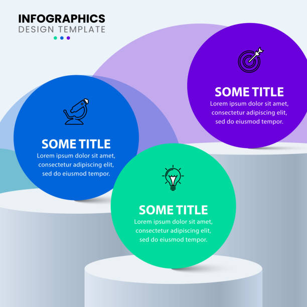 infographic template. 3 columns with circles containing text - 兩歲到三歲 幅插畫檔、美工圖案、卡通及圖標