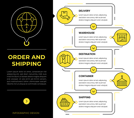 Order And Shipping Vector illustration of the infographic elements. Can be used for workflow layout, business step, banner, web design.