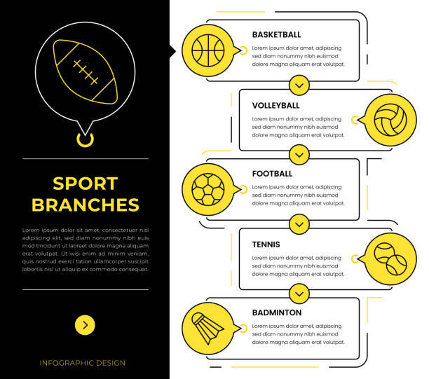 Sports Infographic Concept Vectors Sports Vector illustration of the infographic elements. Can be used for workflow layout, business step, banner, web design. football locker room stock illustrations