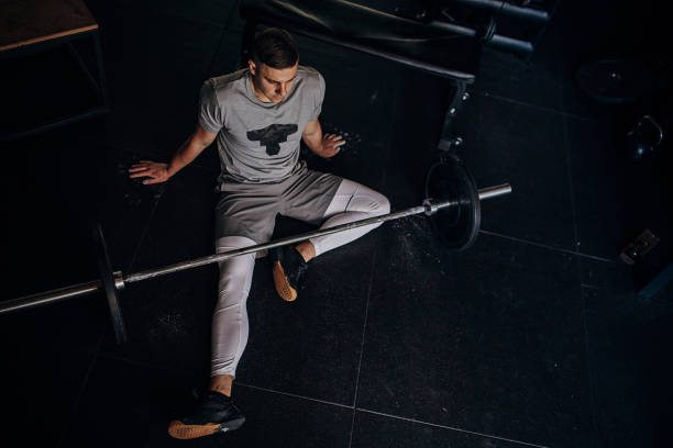 istock Man sitting in gym 1408847724