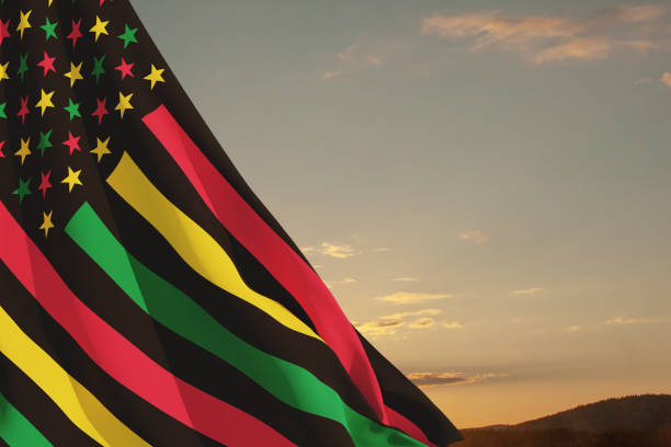 istock Alternative Juneteenth Flag with sunrise or sunset. Since 1865. Design of Banner. 1408849251