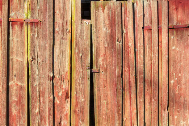 Close-up of weathered old wood boards wall texture background.