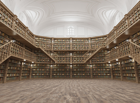 Doha / Qatar – October 9, 2018: Interior of the National Library of Qatar in the Qatari capital Doha,Qatar.