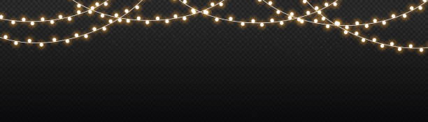 Christmas lights Christmas lights isolated on transparent background. Xmas glowing garland. Vector illustration fairy lights stock illustrations