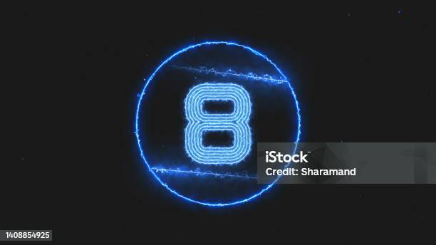 Number 8 Blue Circle Stock Photo - Download Image Now - 4K Resolution, Abstract, Achievement
