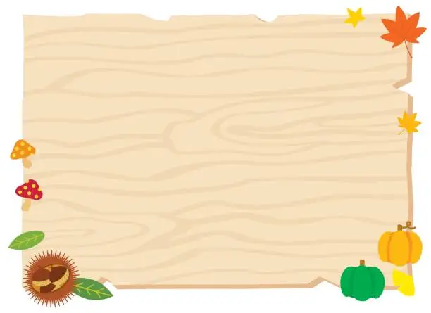 Vector illustration of Wooden bulletin board and the autumn taste.