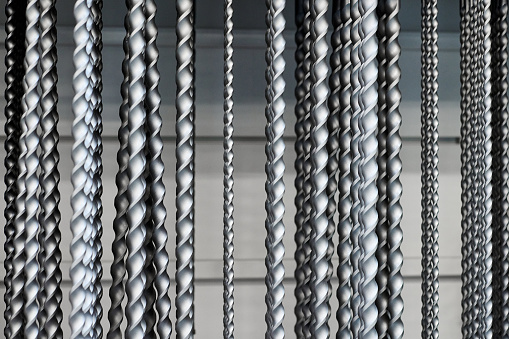 Metal chain on white background.